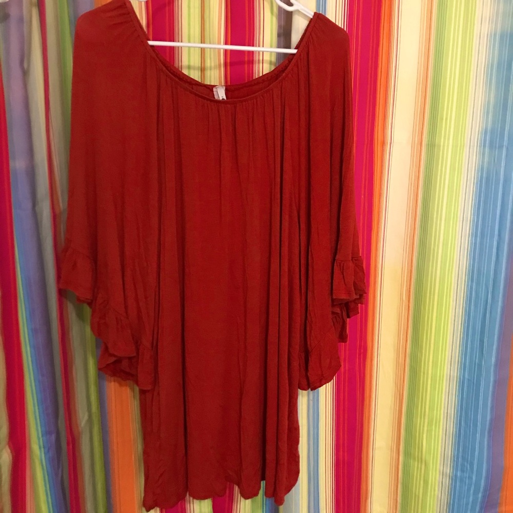 Orange Top with Wide Sleeves
